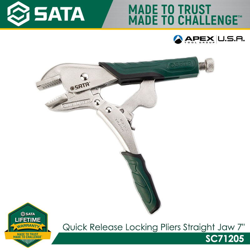 SATA SC71205 Quick Release Locking Pliers, Straight Jaw 7" - Image 2