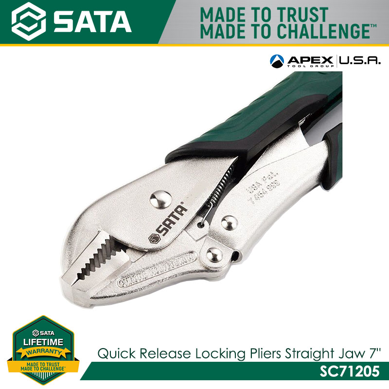 SATA SC71205 Quick Release Locking Pliers, Straight Jaw 7" - Image 3