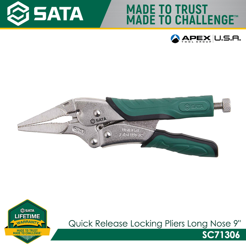 SATA SC71306 Quick Release Locking Pliers, Long Nose 9"