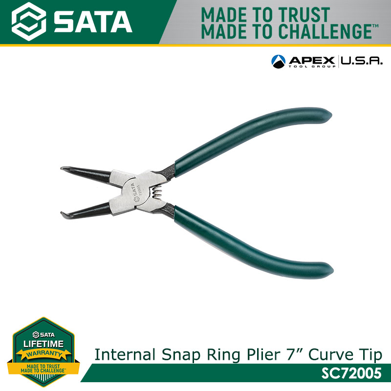 SATA SC72005 Internal Snap Ring Pliers 7", Curved Tips