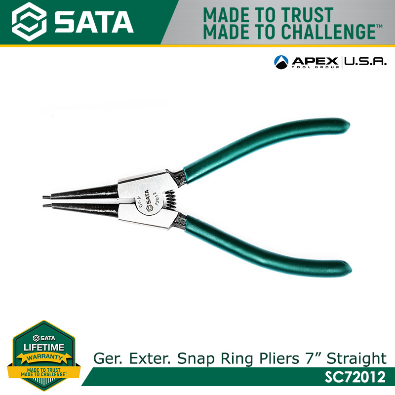 SATA SC72012 External Snap Ring Pliers 7", Straight Tips