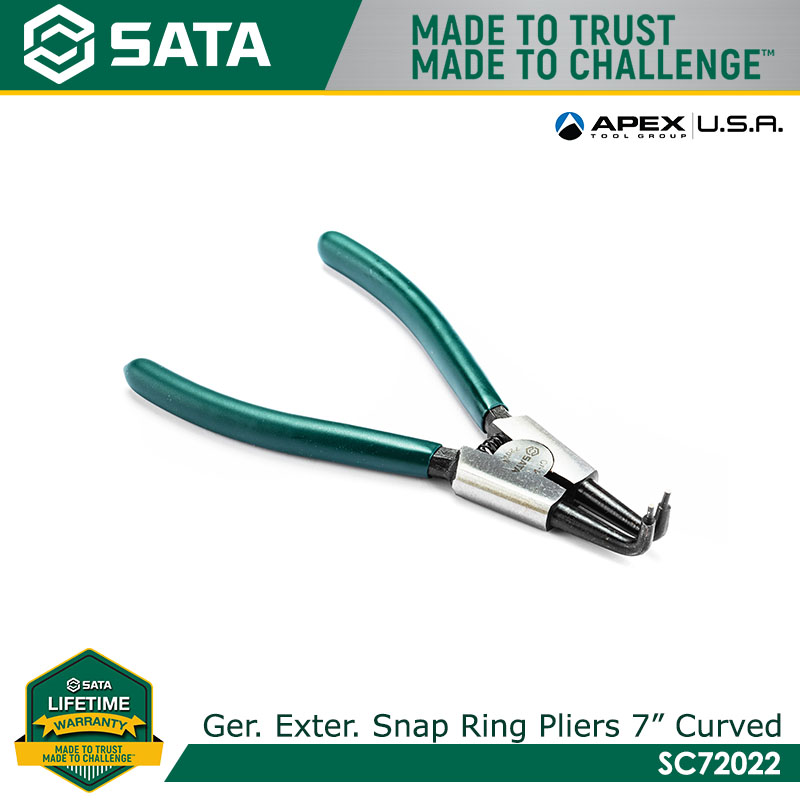 SATA SC72022 External Snap Ring Pliers 7", Curved Tips