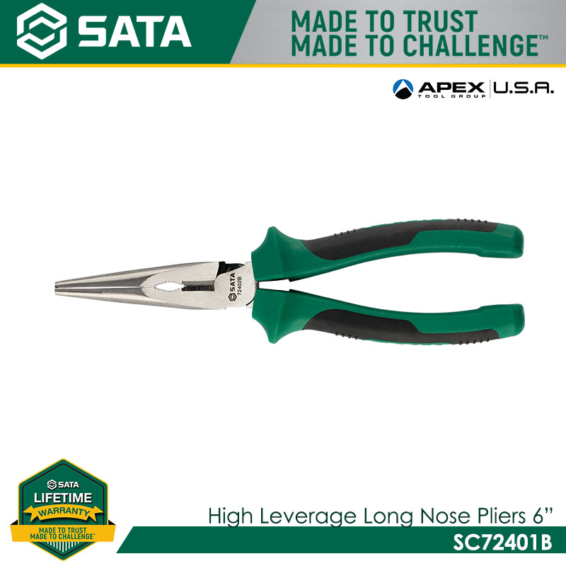 SATA SC72401B High Leverage Long Nose Pliers 6"