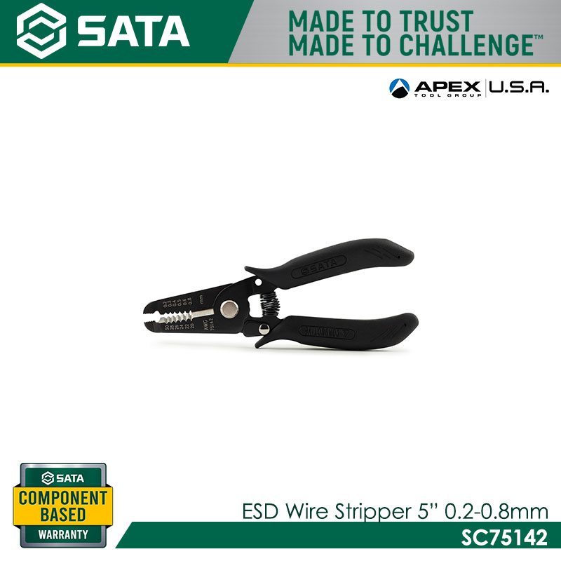 SATA SC75142 ESD Wire Stripper 5" 0.2-0.8mm