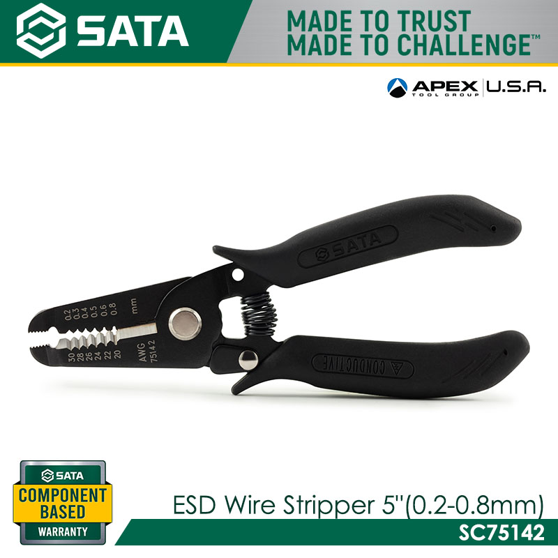 SATA SC75142 ESD Wire Stripper 5" (0.2-0.8mm)