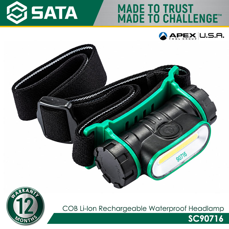 SATA SC90716 COB Li-Ion Rechargeable Waterproof Headlamp - Image 3