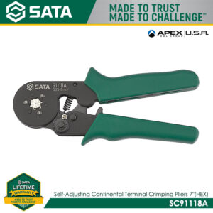 SATA SC91118A Self-adjusting Continental Terminal Crimping Pliers 7" (Hexagon)