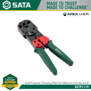 SATA SC91119 Multipurpose Crimping Pliers for Telecom Connectors 8"