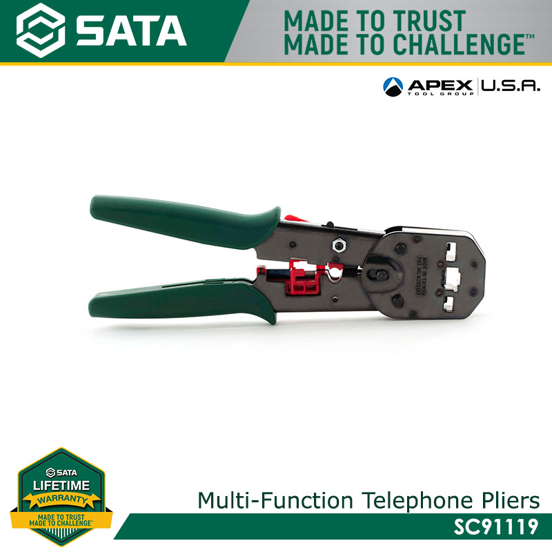 SATA SC91119 Multipurpose Crimping Pliers for Telecom Connectors 8"