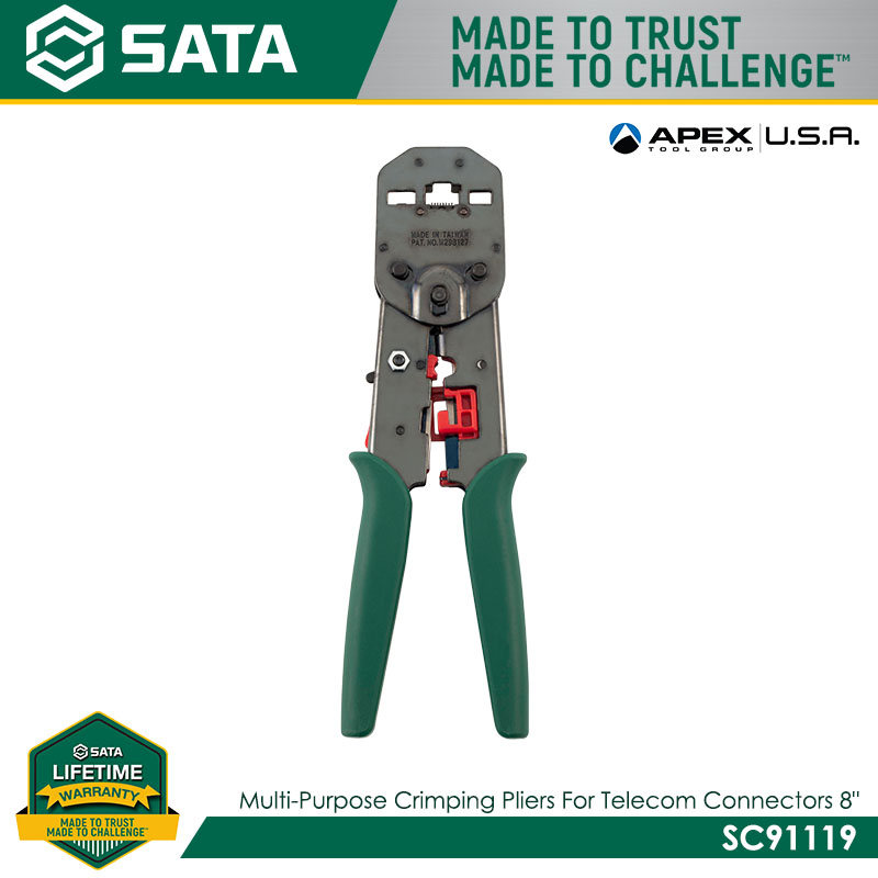 SATA SC91119 Multipurpose Crimping Pliers for Telecom Connectors 8" - Image 3