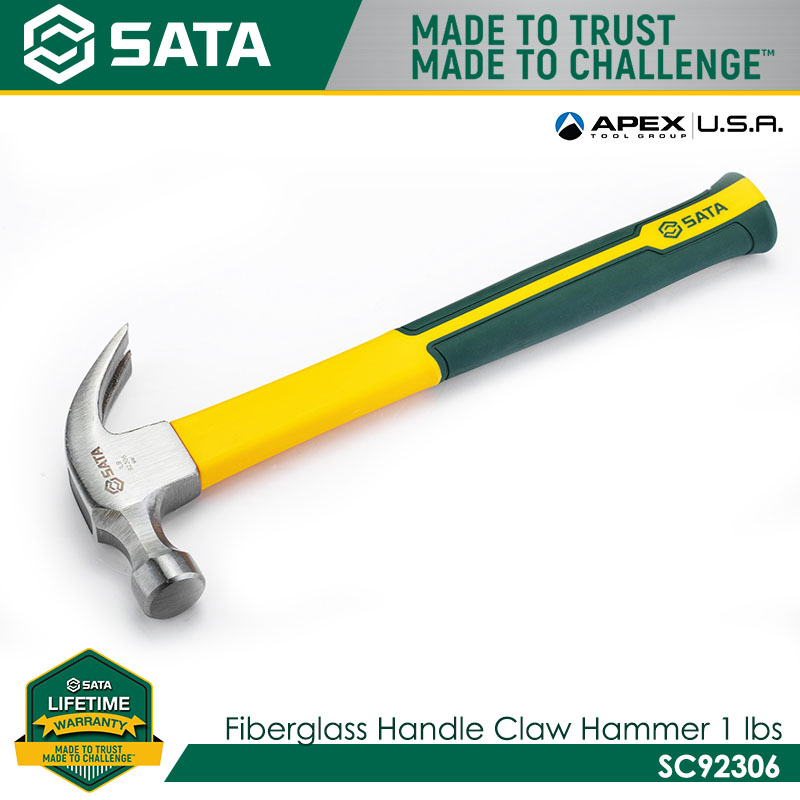 SATA SC92306 Fiberglass Handle Claw Hammer 1lbs