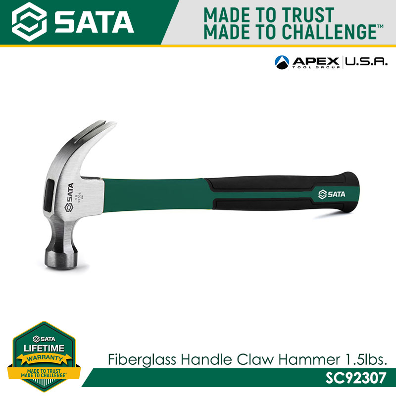 SATA SC92307 Fiberglass Handle Claw Hammer 1.5lbs