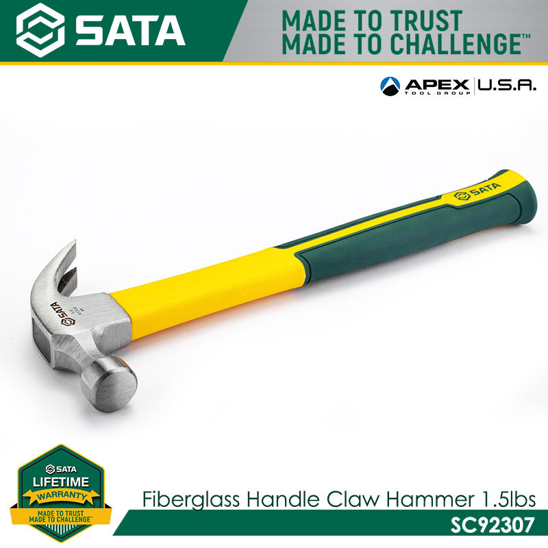 SATA SC92307 Fiberglass Handle Claw Hammer 1.5 lbs