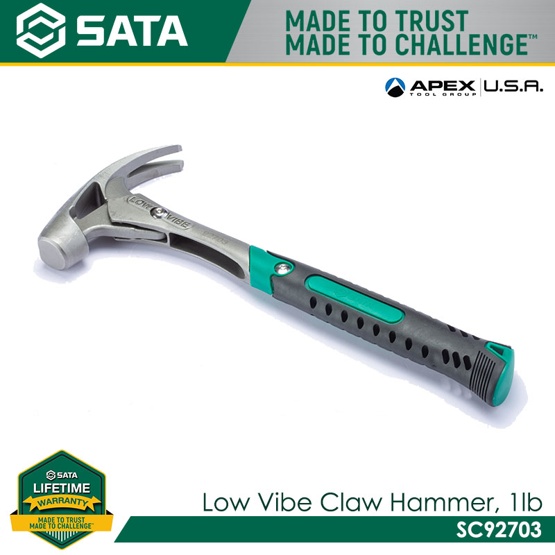 SATA SC92703 Low Vibe Claw Hammer, 1 LB - Image 2