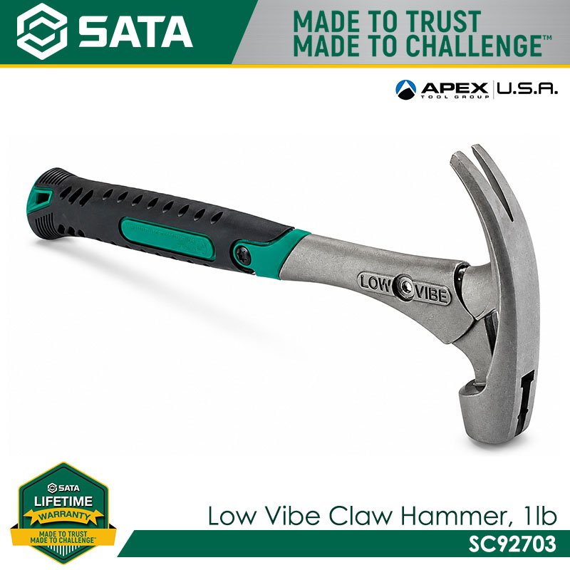 SATA SC92703 Low Vibe Claw Hammer, 1 LB - Image 3