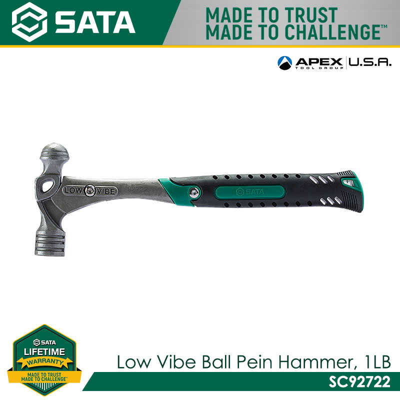 SATA SC92722 Low Vibe Ball Pein Hammer, 1 LB