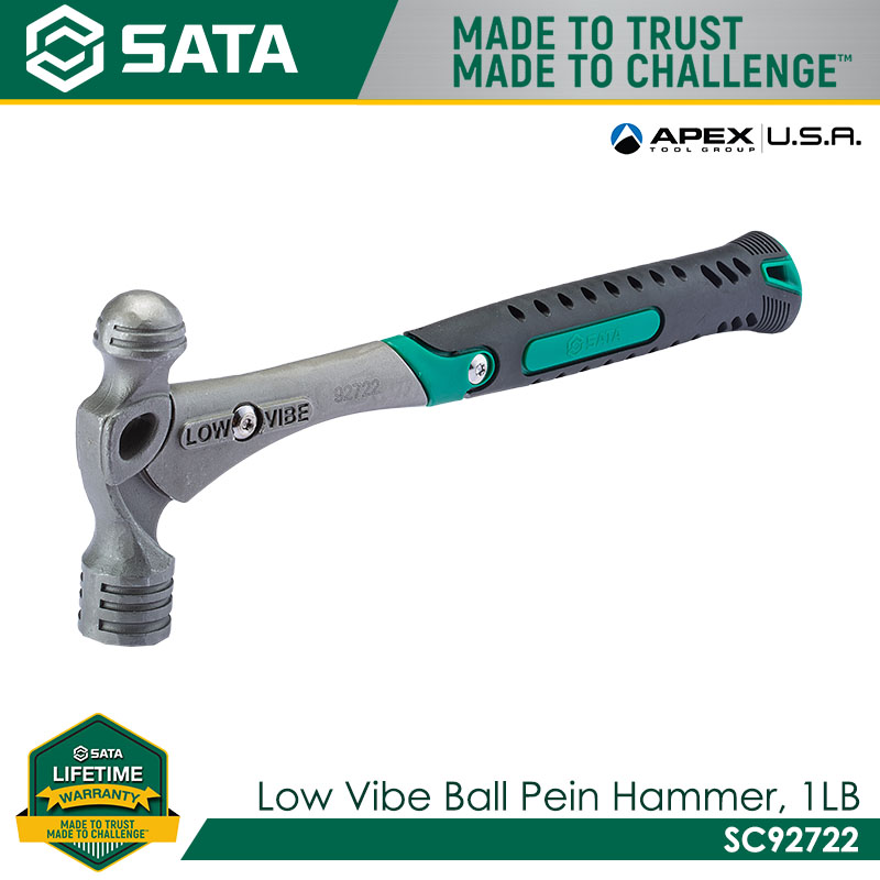 SATA SC92722 Low Vibe Ball Pein Hammer, 1 LB - Image 2