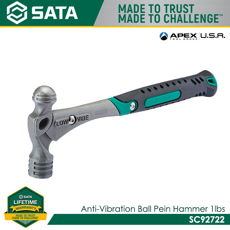 SATA SC92722 Anti-Vibration Ball Pein Hammer 1 Lb.