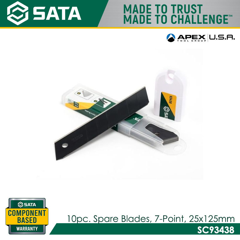 SATA SC93438 Rubber Grip Snap-Off Knife, 7-Point,  25x125mm