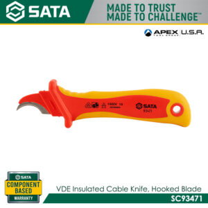 SATA SC93471 VDE Insulated Cable Knife, Hooked Blade