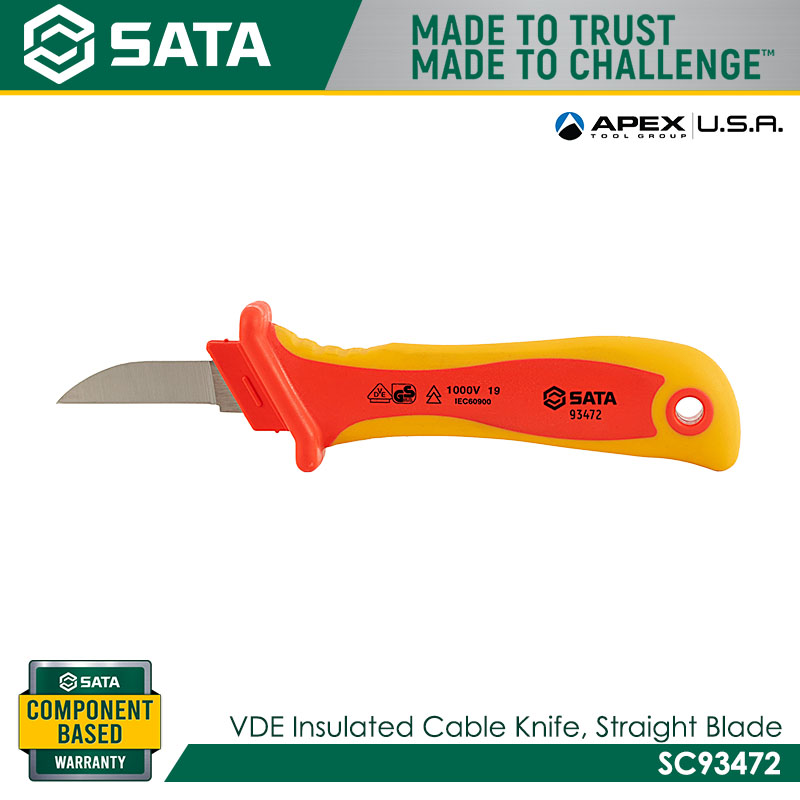 SATA SC93472 VDE Insulated Cable Knife, Straight Blade