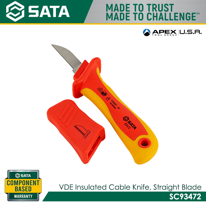 SATA SC93472 VDE Insulated Cable Knife, Straight Blade - Image 2