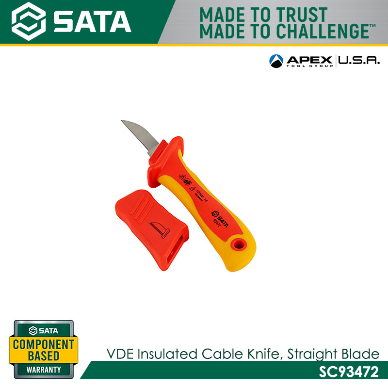 SATA SC93472 VDE Insulated Cable Knife, Straight Blade
