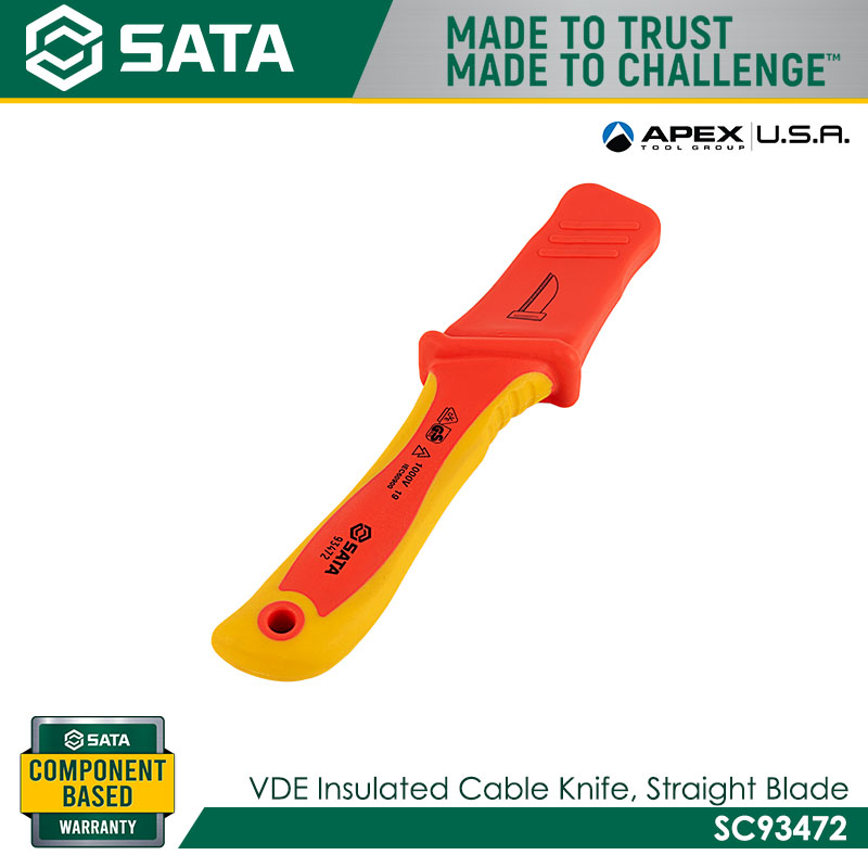 SATA SC93472 VDE Insulated Cable Knife, Straight Blade - Image 3