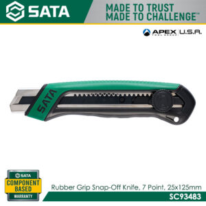 SATA SC93483 Rubber Grip Snap-Off Knife, 7-Point, 25x125mm