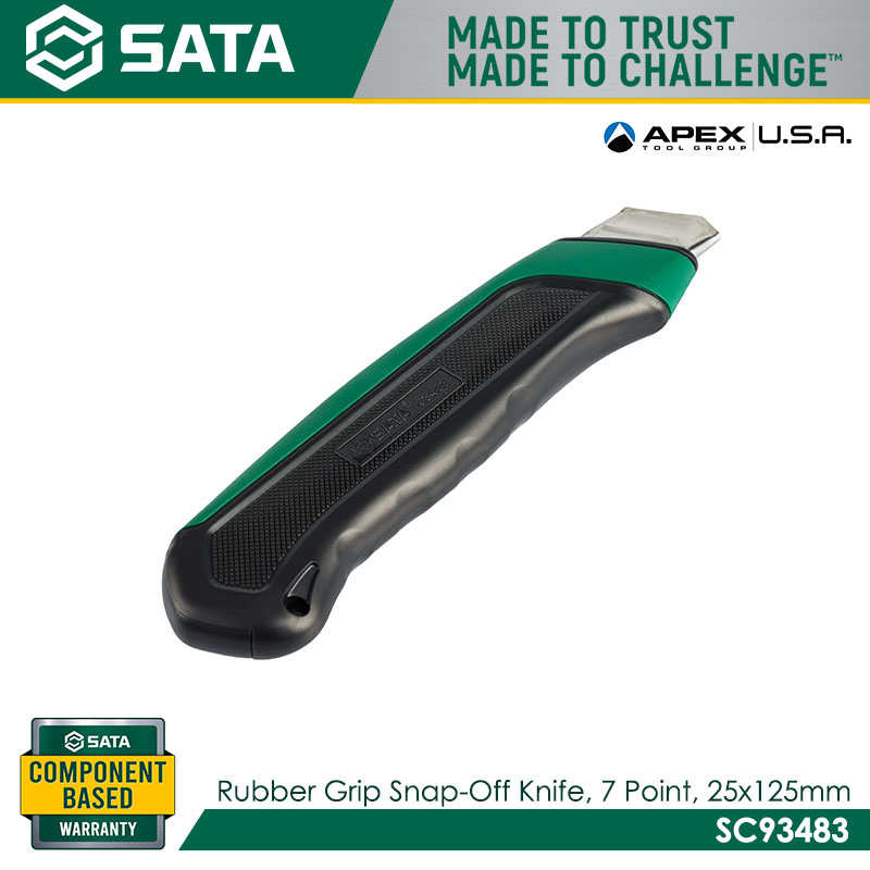 SATA SC93483 Rubber Grip Snap-Off Knife, 7-Point, 25x125mm - Image 3