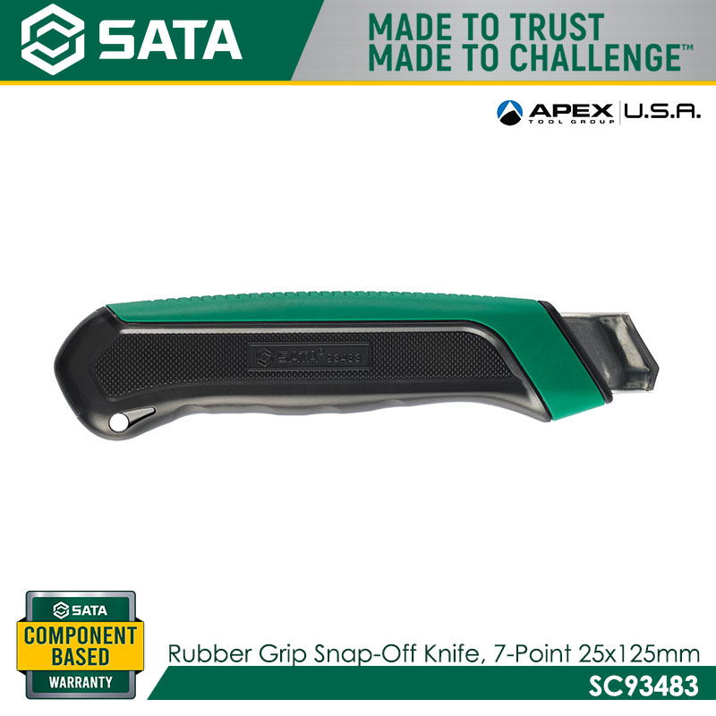 SATA SC93483 Rubber Grip Snap-Off Knife, 7-Point, 25x125mm