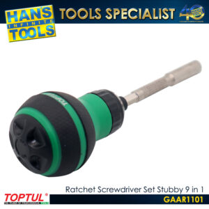TOPTUL GAAR1101 Ratchet Screwdriver Set Stubby 9 in 1