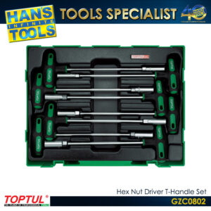 TOPTUL GZC0802 Hex Nut Driver T-Handle Set