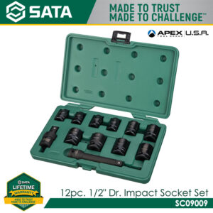 SATA SC09009 12Pc. 1/2" Dr. Impact Socket Set, SAE