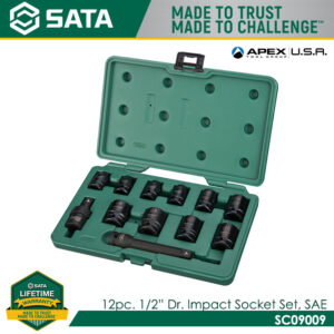 SATA SC09009 12Pc. 1/2" Dr. Impact Socket Set, SAE