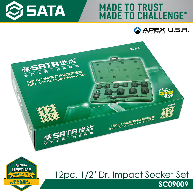 SATA SC09009 12Pc. 1/2" Dr. Impact Socket Set, SAE - Image 3