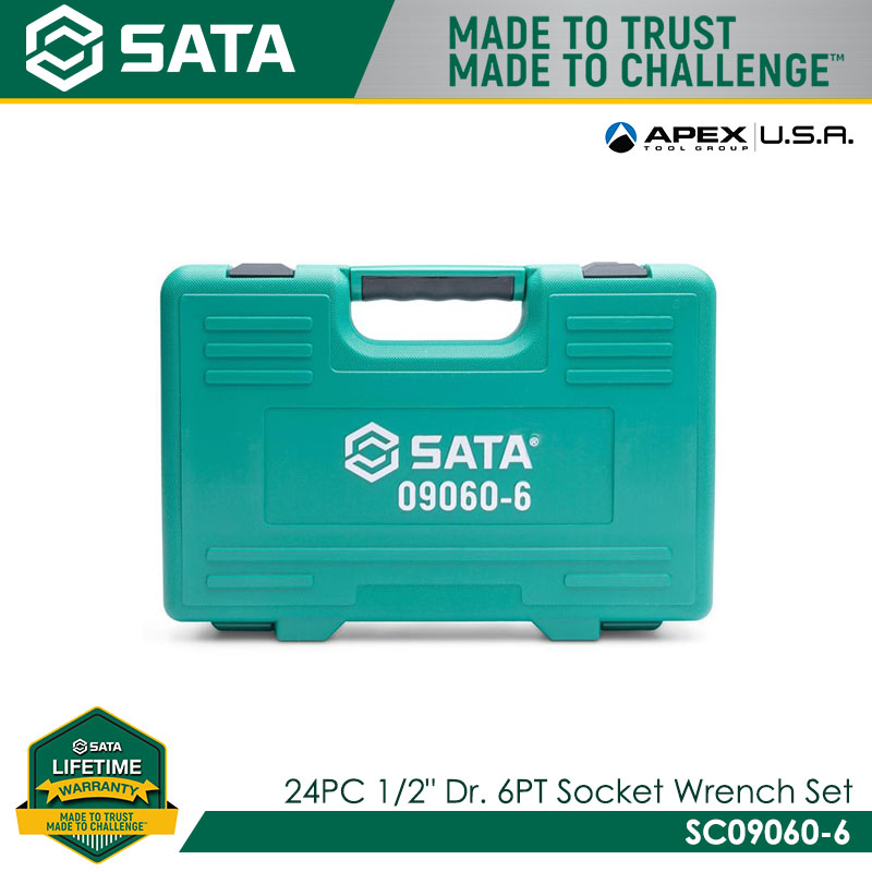 SATA SC09060-6 24pc 1/2" Dr. 6pt Socket Wrench Set - Image 2