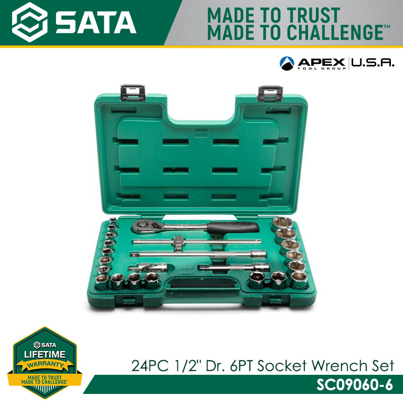 SATA SC09060-6 24pc 1/2" Dr. 6pt Socket Wrench Set - Image 3