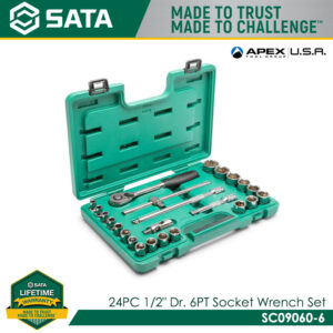 SATA SC09060-6 24pc 1/2" Dr. 6pt Socket Wrench Set