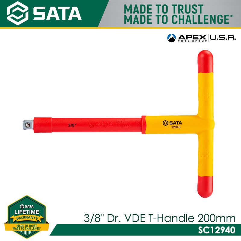 SATA SC12940 3/8" Dr. VDE T-Handle 200mm - Image 2