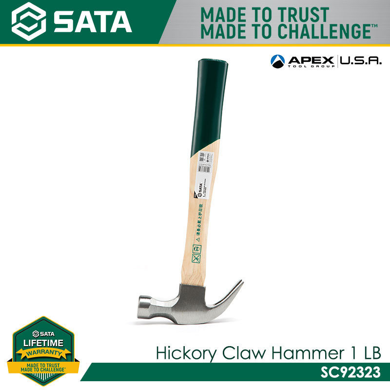 SATA SC92323 Hickory Claw Hammer 1lb - Image 2
