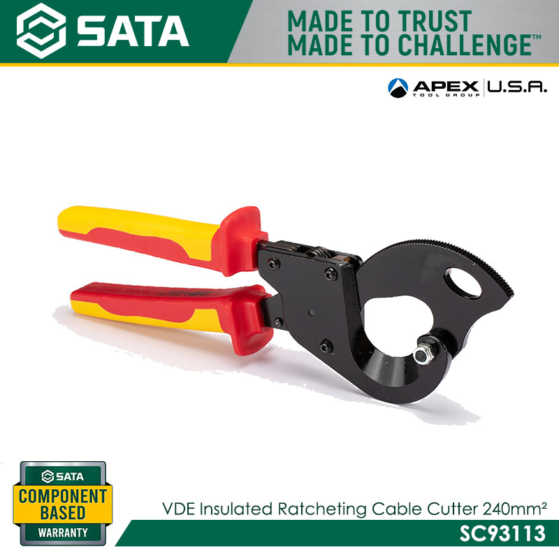 SATA SC93113 VDE Insulated Ratcheting Cable Cutter 240mm² - Image 2