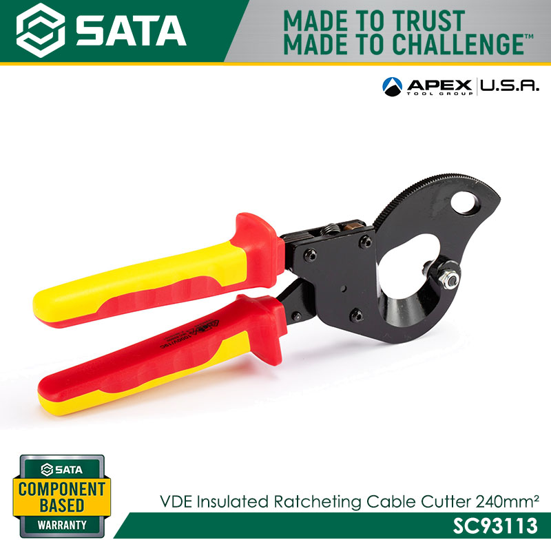 SATA SC93113 VDE Insulated Ratcheting Cable Cutter 240mm² - Image 3