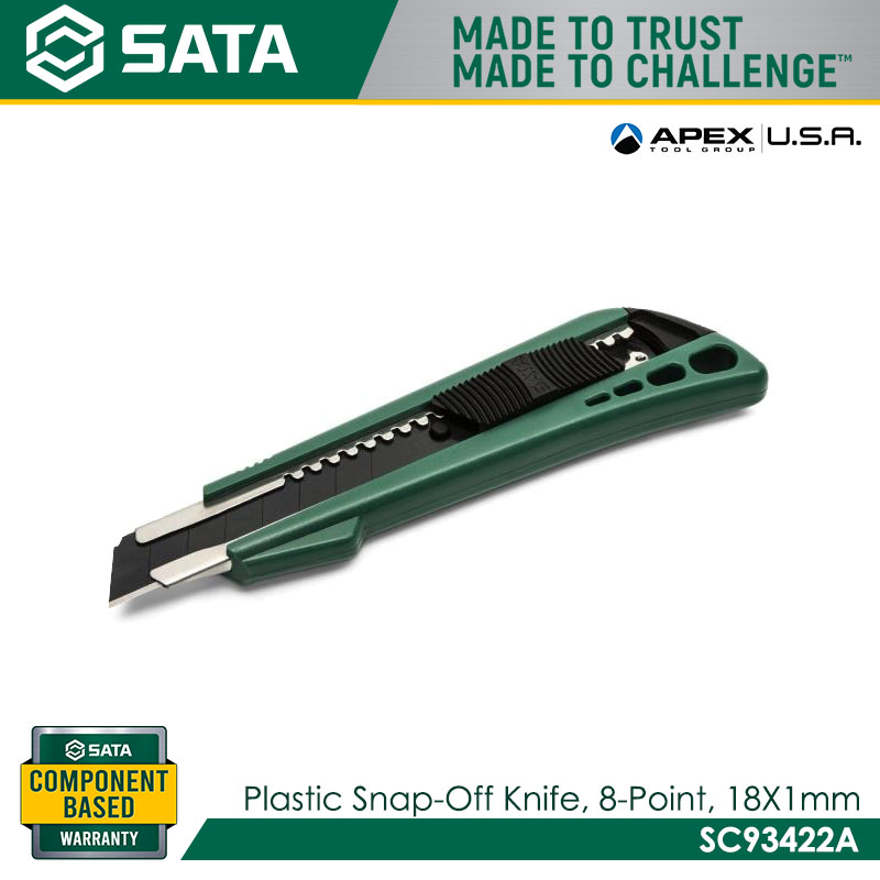SATA SC93422A Plastic Snap-Off Knife, 8-Point, 18x100mm - Image 3