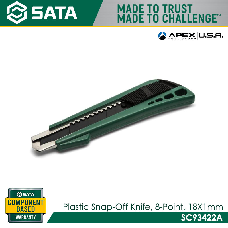 SATA SC93422A Plastic Snap-Off Knife, 8-Point, 18x100mm - Image 2