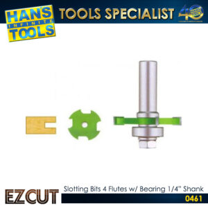 EZ CUT Slotting Bits Four Flutes with Bearing 1/4" Shank
