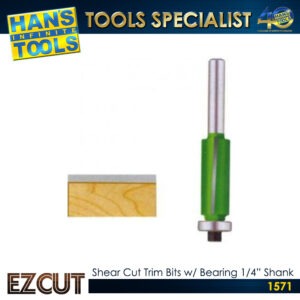 EZ CUT Shear Cut Trim Bits with Bearing 1/4" Shank