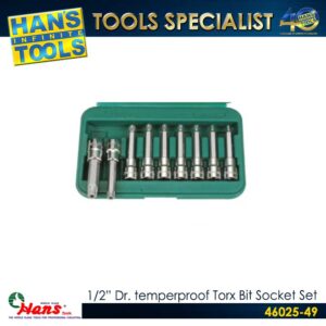 Hans 46025-49 1/2" Dr. Tamperproof Torx Bit Socket Set 9PCS [TH20-TH60]