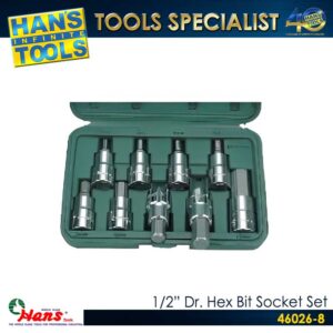 Hans 46026-8 1/2" Dr. Hex Bit Socket Set 8PCS