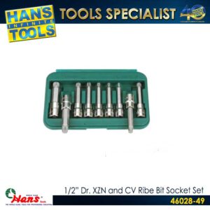 Hans 46028-49 1/2" Dr. XZN and CV Ribe Bit Socket Set 9PCS